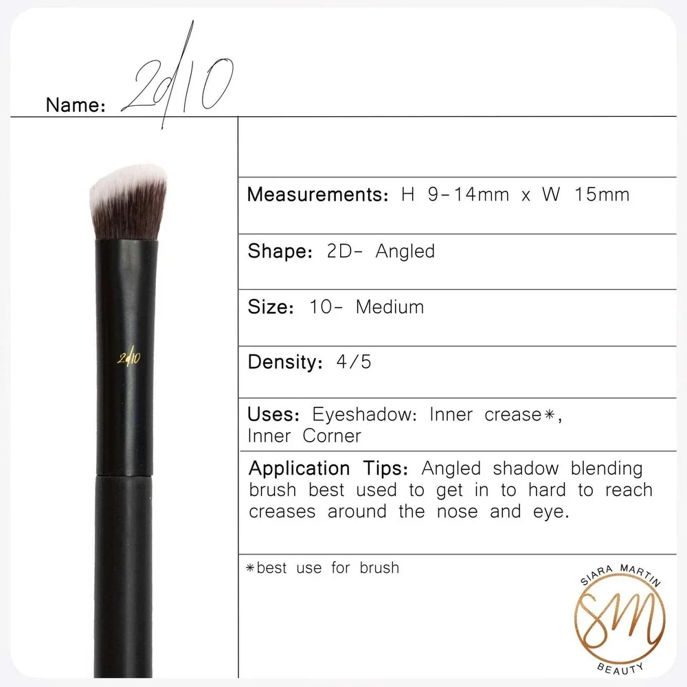 Siara Martin Beauty 2d10 Medium Angled Fluff Eyeshadow Blending Brush Synthetic